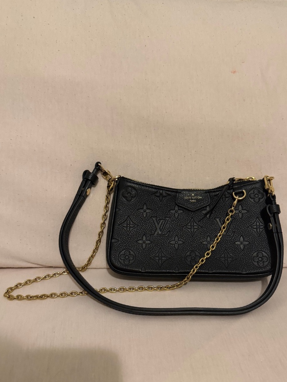 Louis Vuitton Black Embossed Monogram Chain Crossbody Bag